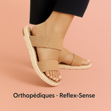 Sandale plate ultra-douce avec double bride élastique pour femmes