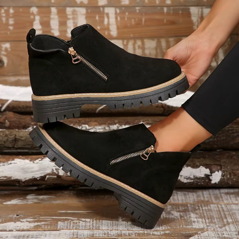 Bottines Femme Tendances Confortables avec Semelle Épaisse et Bout Rond