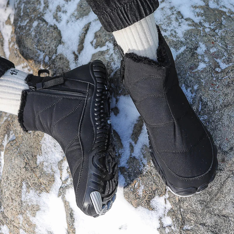 Bottines Barefoot Hiver Unisexes Chaudes Antidérapantes avec Fourrure Intérieure