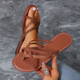 sandales tongs à design tressé pour femme