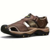 sandales fermées en cuir véritable pour homme et femme