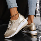 Baskets Femme à Lacets avec Zip Latéral – Semelle Épaisse
