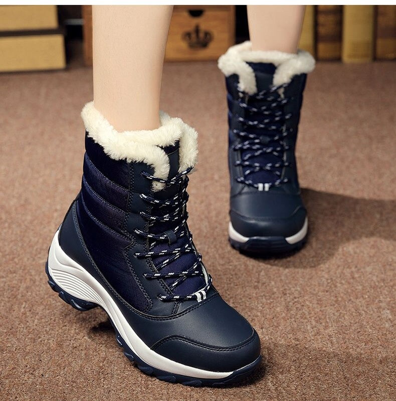 BOTTES DE NEIGE LONGUES EN FOURRURE ÉPAISSE POUR FEMMES