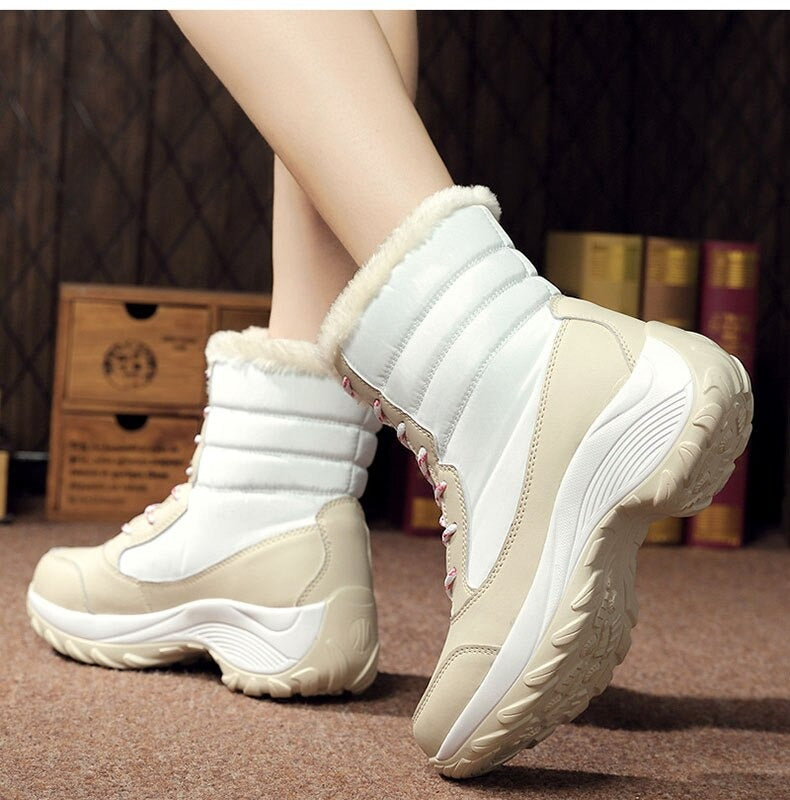 BOTTES DE NEIGE LONGUES EN FOURRURE ÉPAISSE POUR FEMMES