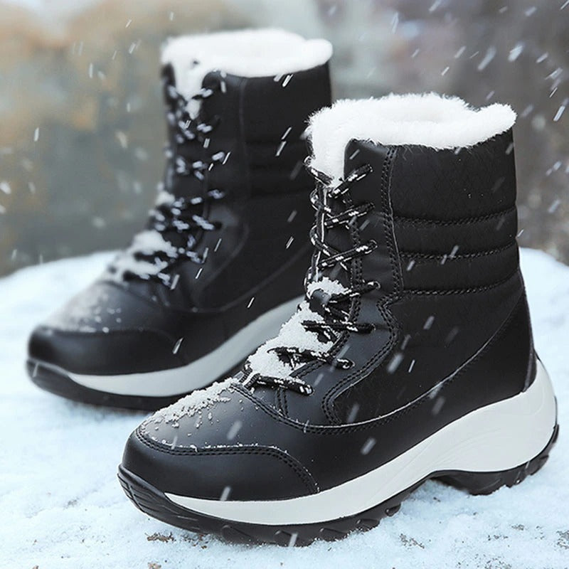 BOTTES DE NEIGE LONGUES EN FOURRURE ÉPAISSE POUR FEMMES