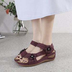 Sandales à fleurs pour femmes, style décontracté