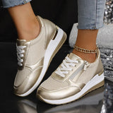 Baskets Femme à Lacets avec Zip Latéral – Semelle Épaisse