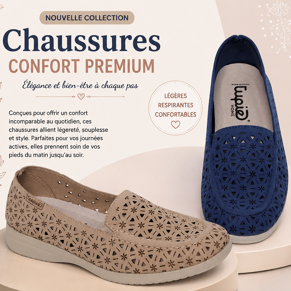 Mocassins confort perforés et respirants pour femme