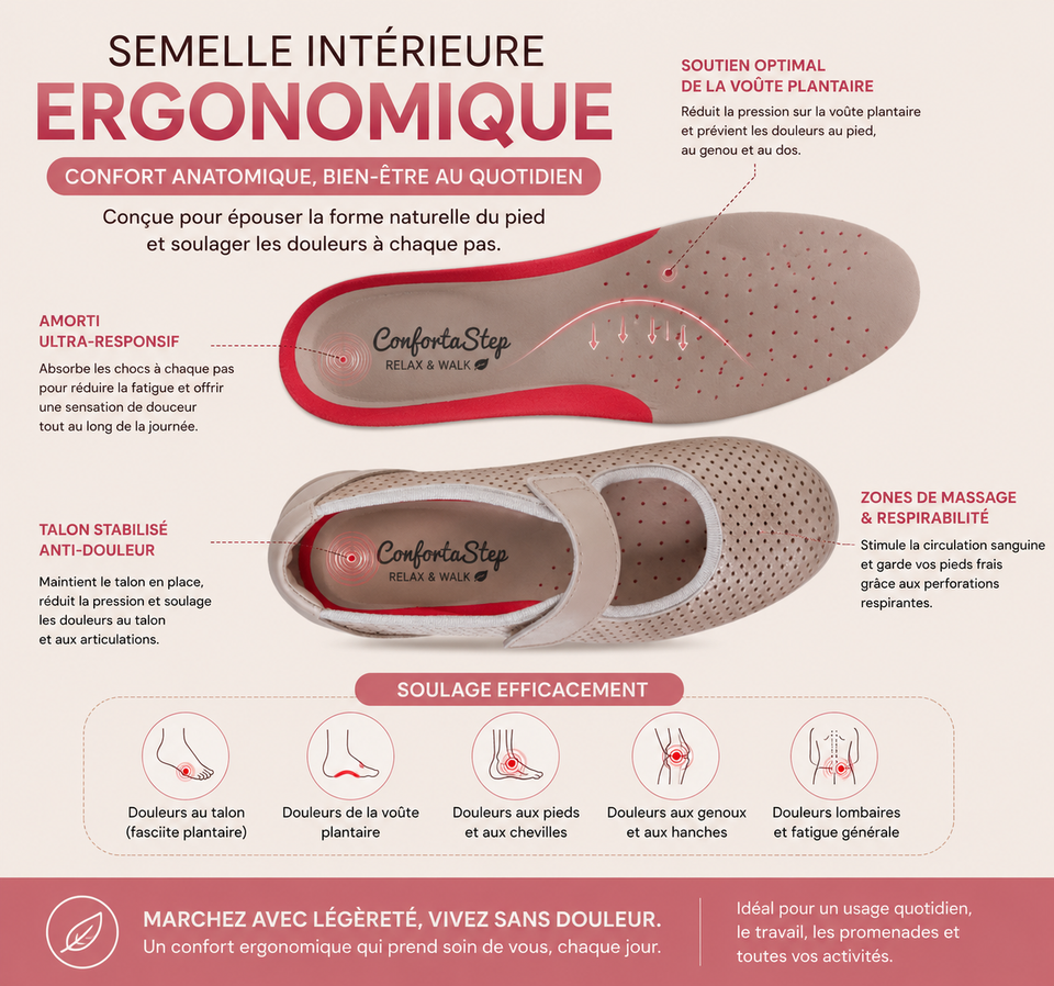 Chaussure confort respirante pour femme – Semelle ergonomique et fermeture à scratch ajustable