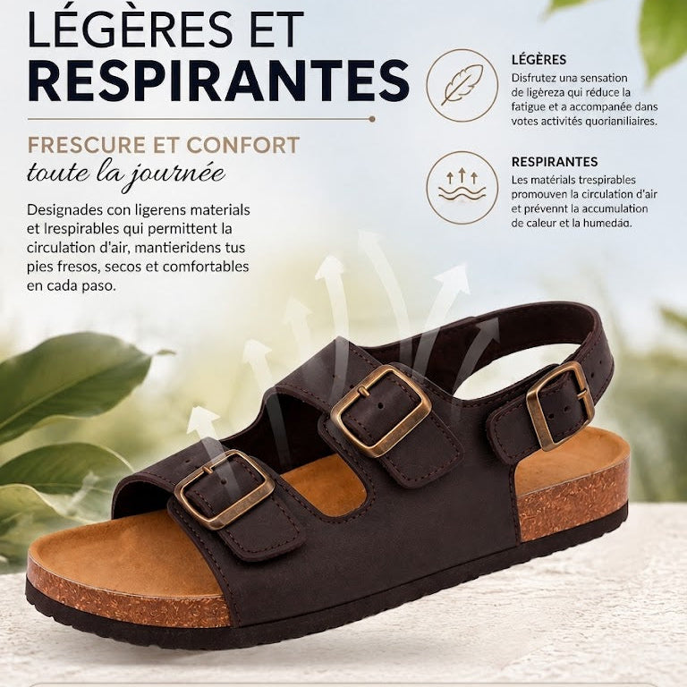 Sandale homme en cuir avec technologie d’amorti intégrée