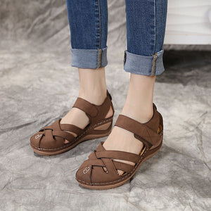 Nouvelles sandales à talons compensés antidérapantes à bout fermé pour femmes