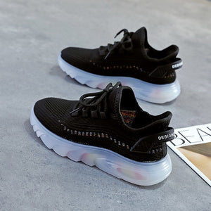 Baskets de course respirantes en maille tissée, style décontracté