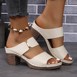 Sandales à talons épais à bout rond