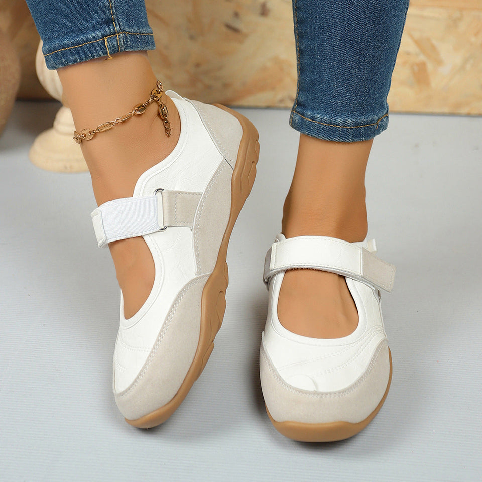 Chaussures casual femme à coupe basse avec bout rond confortable et fermeture velcro