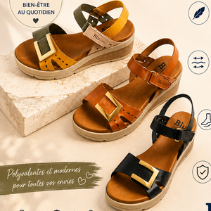 Sandales confortables en cuir pour femme avec bride réglable