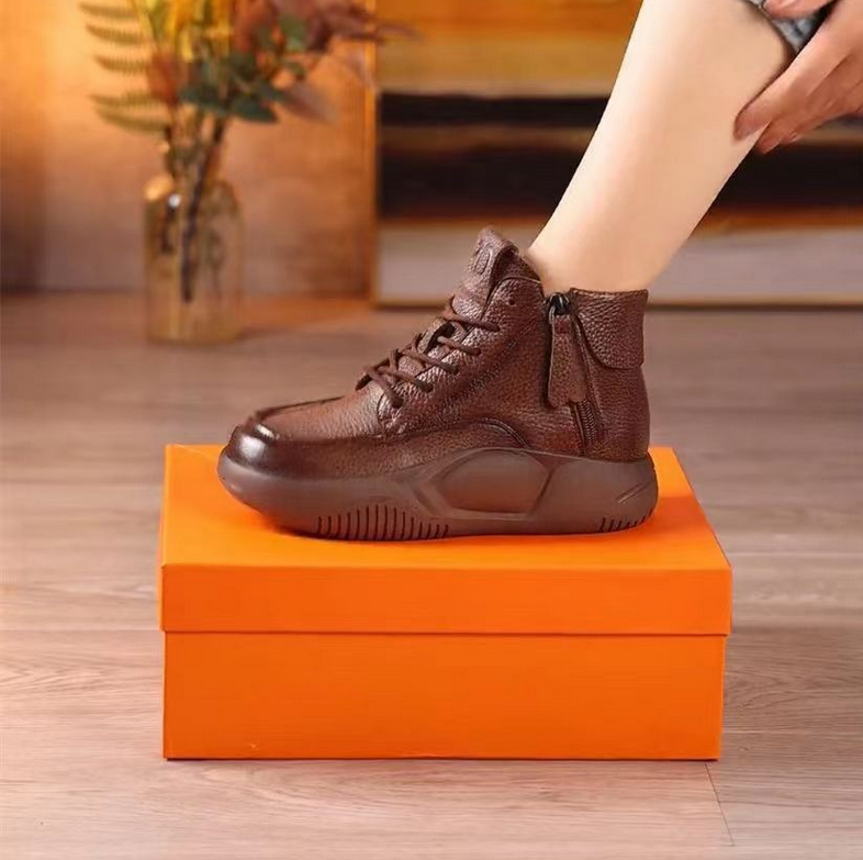 Bottines en cuir à fermeture éclair pour femmes