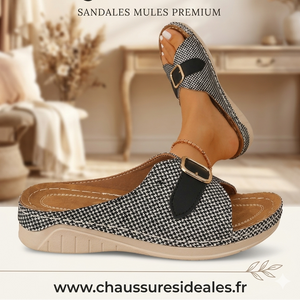 Sandales compensées à boucles d'été, à bout ouvert, avec semelle compensée