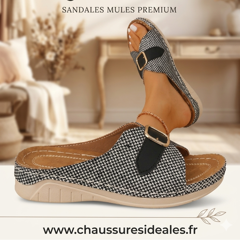 Sandales compensées à boucles d'été, à bout ouvert, avec semelle compensée