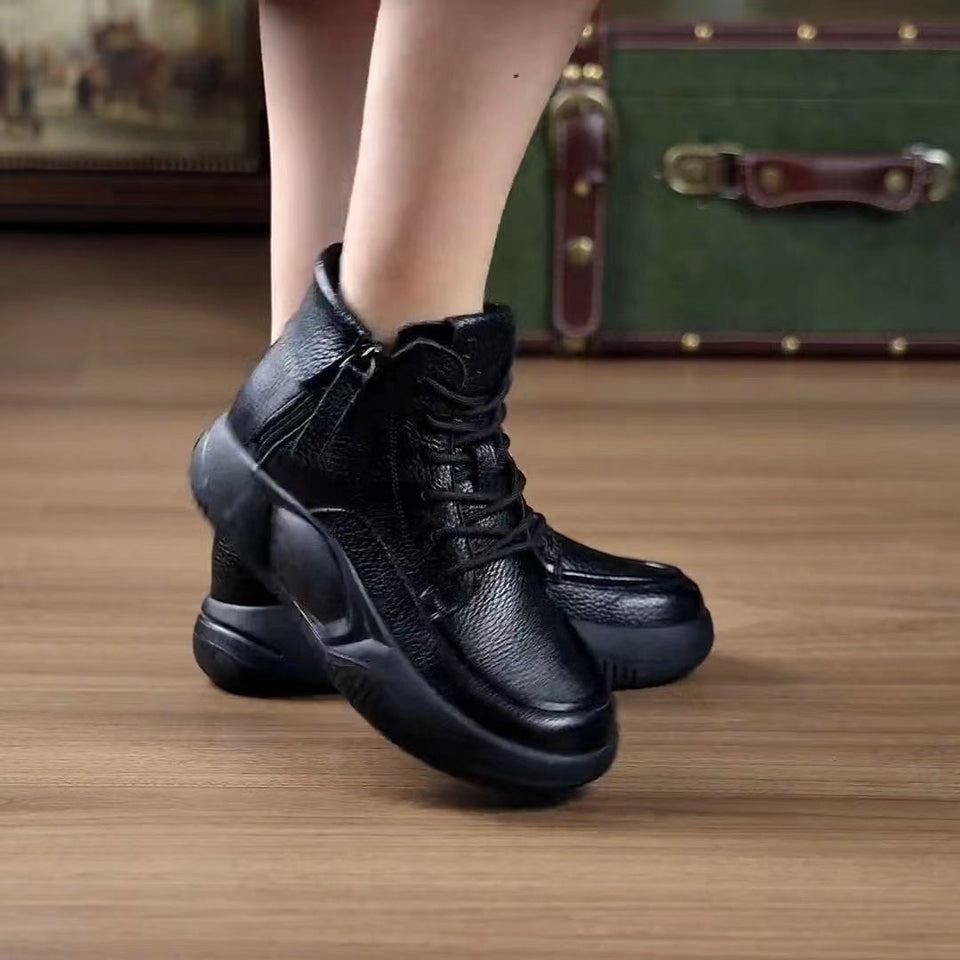 Bottines en cuir à fermeture éclair pour femmes