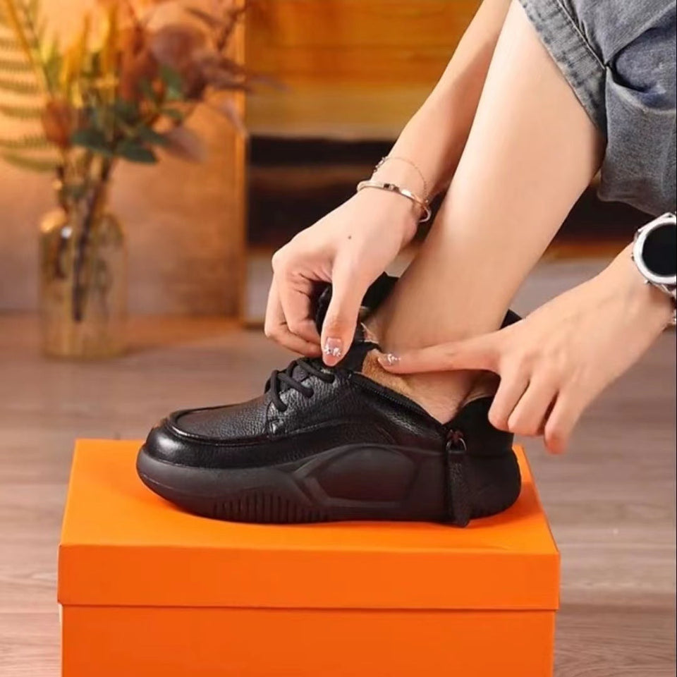 Bottines en cuir à fermeture éclair pour femmes