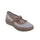 Chaussures compensées femme en textile – Blanc & Taupe