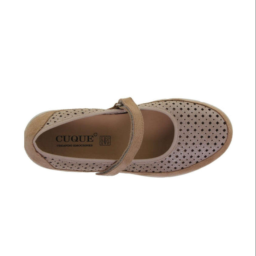 Chaussures compensées femme en textile – Blanc & Taupe