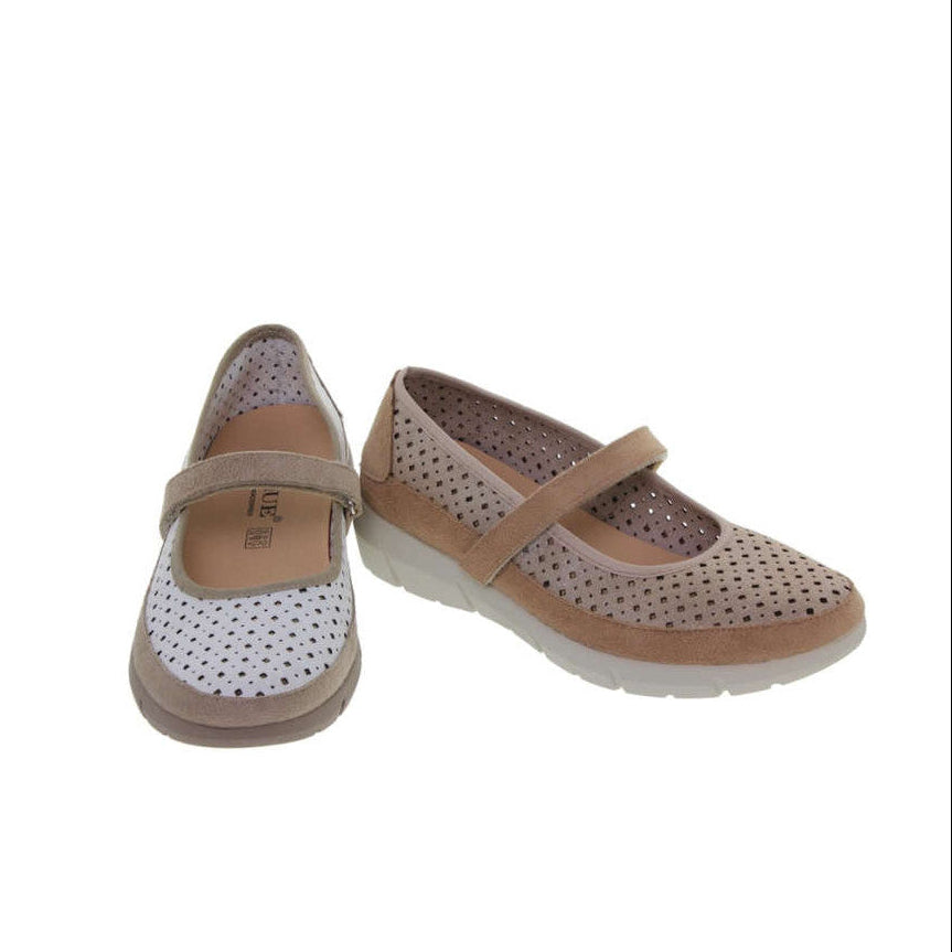 Chaussures compensées femme en textile – Blanc & Taupe