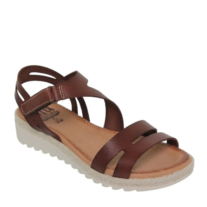 Sandale compensée confortable à brides croisées – Semelle ergonomique, talon de 3,5 cm et maintien optimal