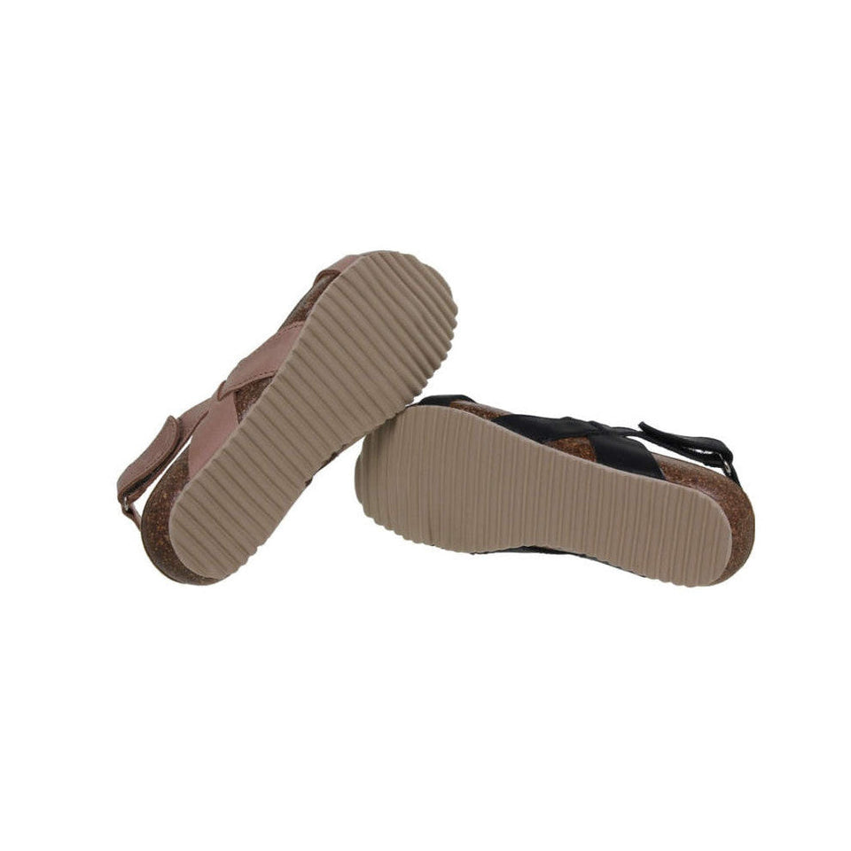 Sandale en cuir pour femme avec compensée basse de 2,5 cm et semelle intérieure rembourrée