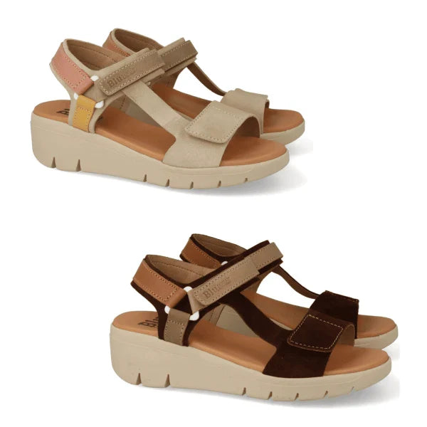 Sandale en Cuir Confort Femme à Scratch